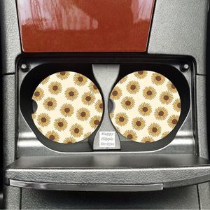 Yellow Sunflower Car Coasters | Car Accessories | Car Coaster